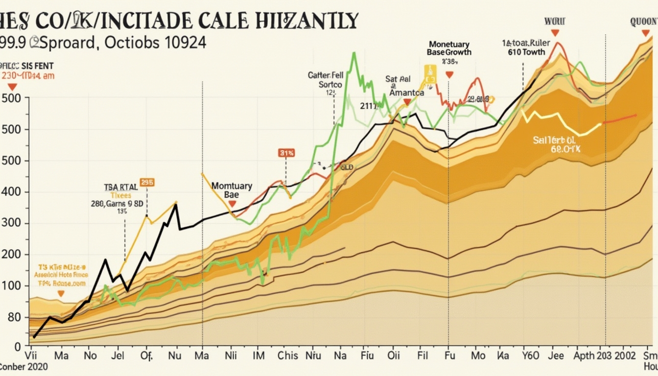 Line graph with multiple colored lines and labels indicating trends over time from 2020 to 10924.