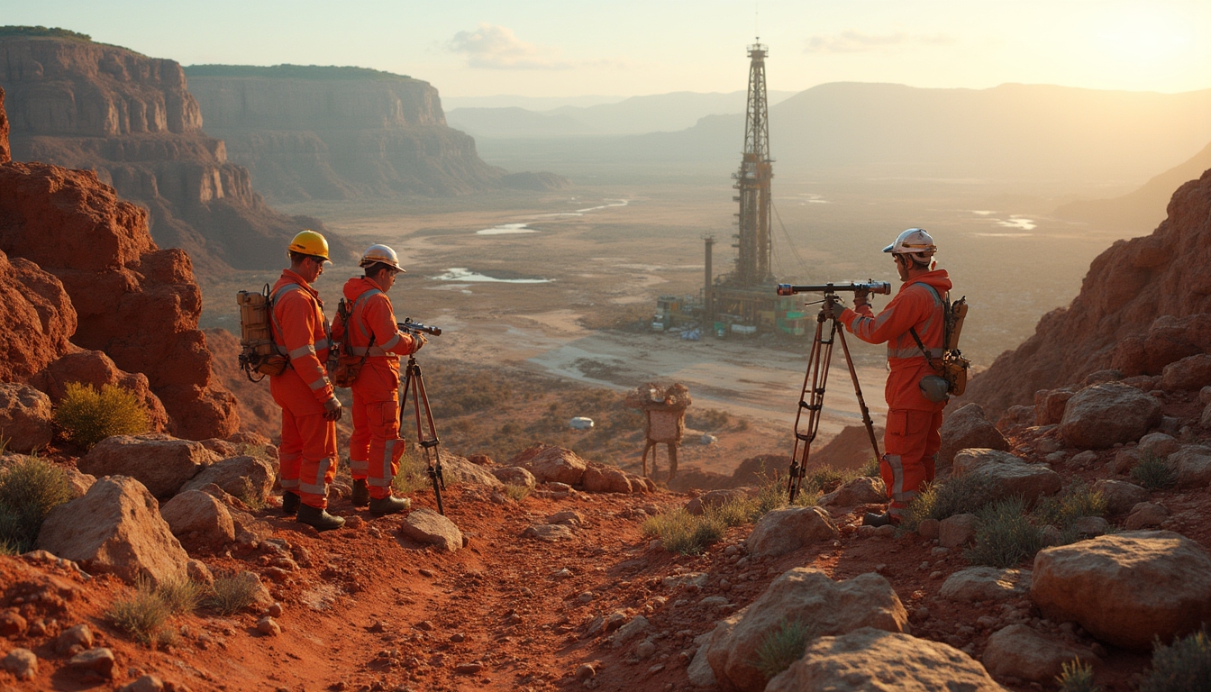 Engineers surveying remote drilling site.