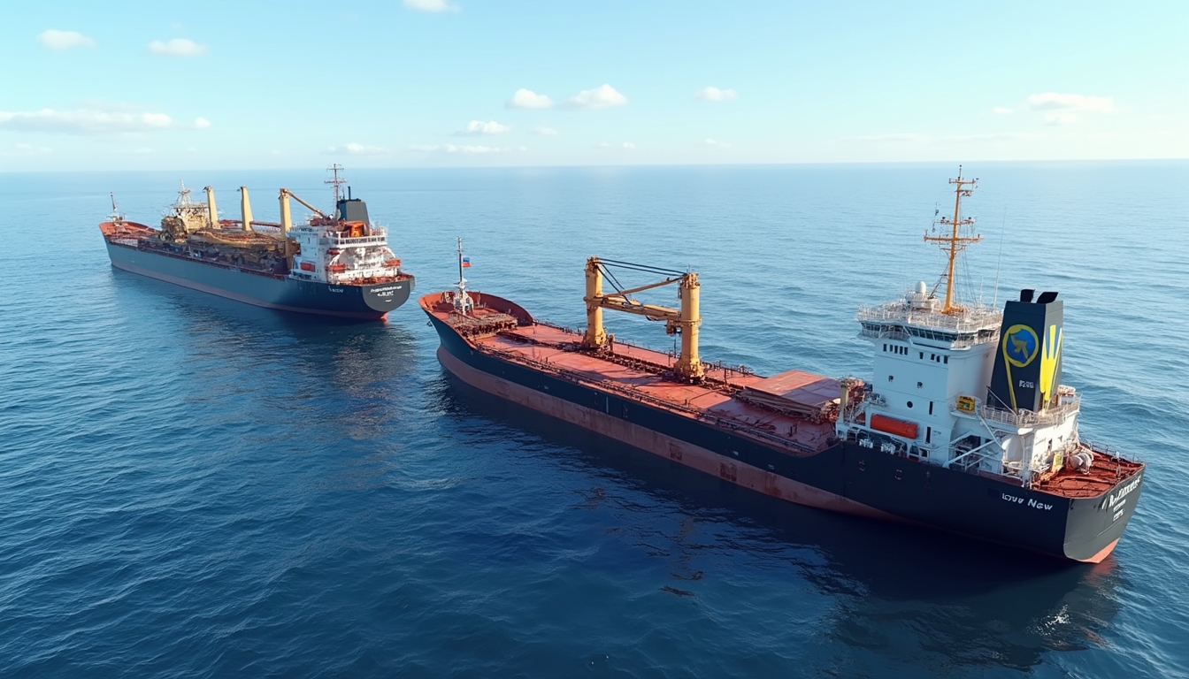 Two ships in Onslow Iron transhipping operation.