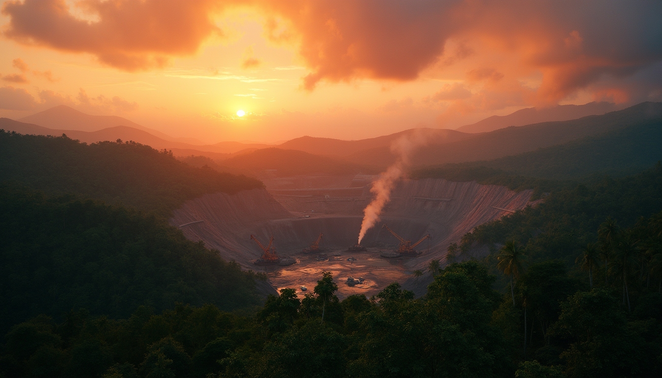 Cobre Panama mine at sunset.