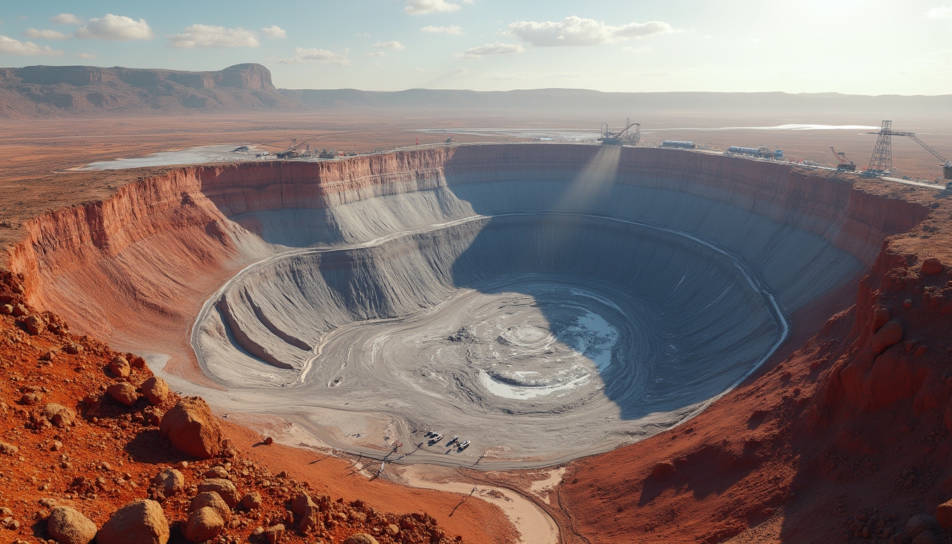 Open-pit mine under sunny skies.