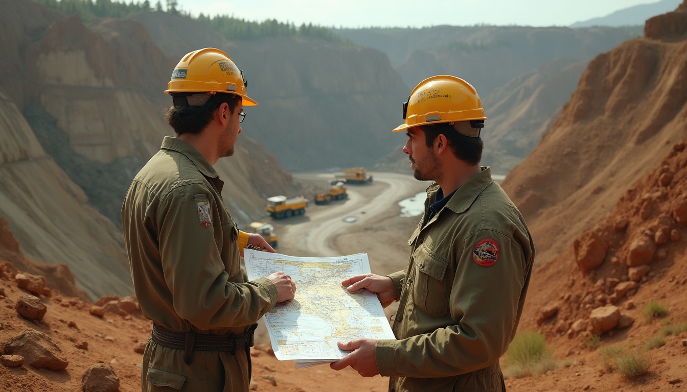 Engineers discussing mining industry insights.