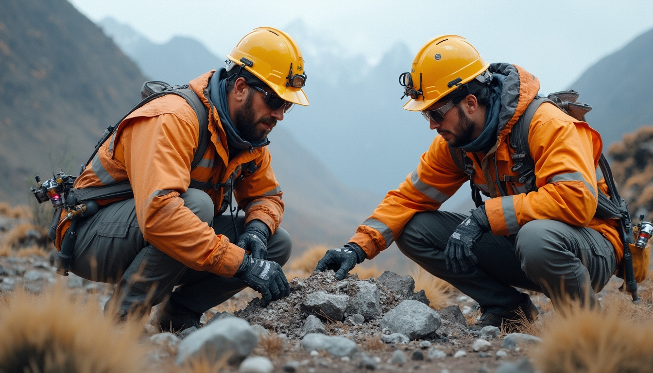 Geologists examining Mankayan copper-gold site.