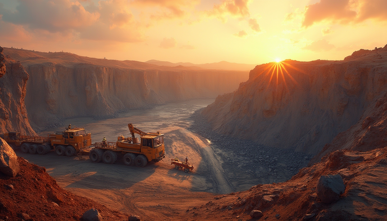 Southern Africa mining at sunset.