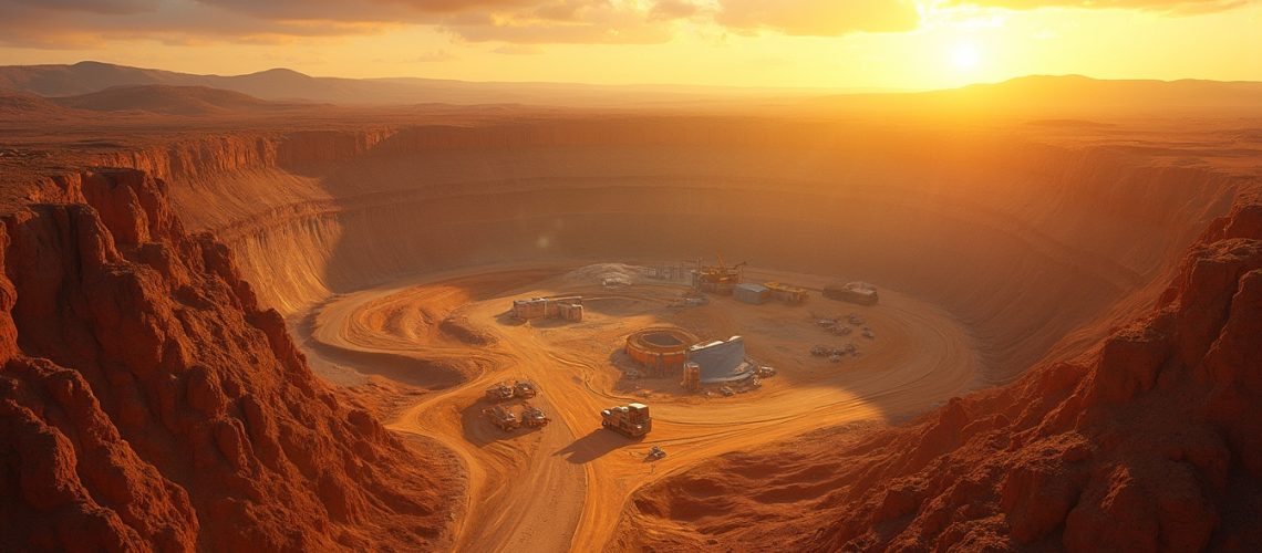 Stunning mining site at sunset landscape.