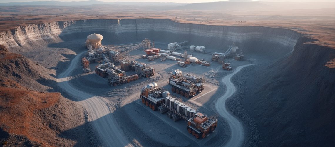 Mining trucks at South Australian graphite hub.